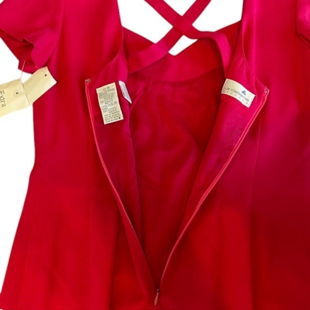 Women's Vintage Liz Claiborne Dress Pink Embroidered w/Slit X-Back Detail Size 8 - Picture 16 of 16